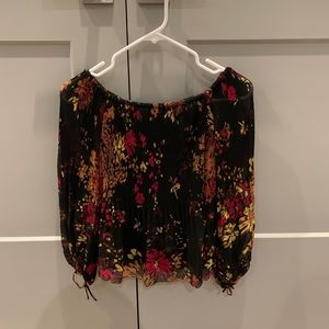 Wilfred floral off the shoulder top with ties